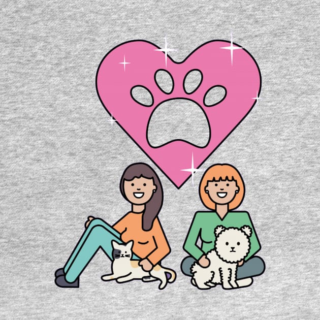 Pets Lovers Design - Cute Girls With Pets, Cool Cat And Dog by Seopdesigns